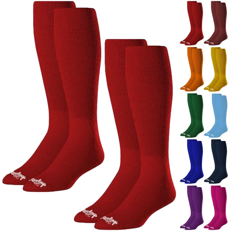 Rawlings Womens Athletic Baseball Socks 2 Pair, Scarlet, Large US - Image 1